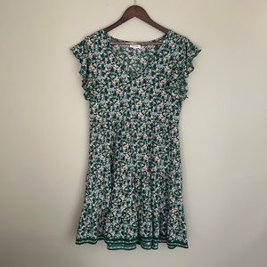 Flowy green floral dress